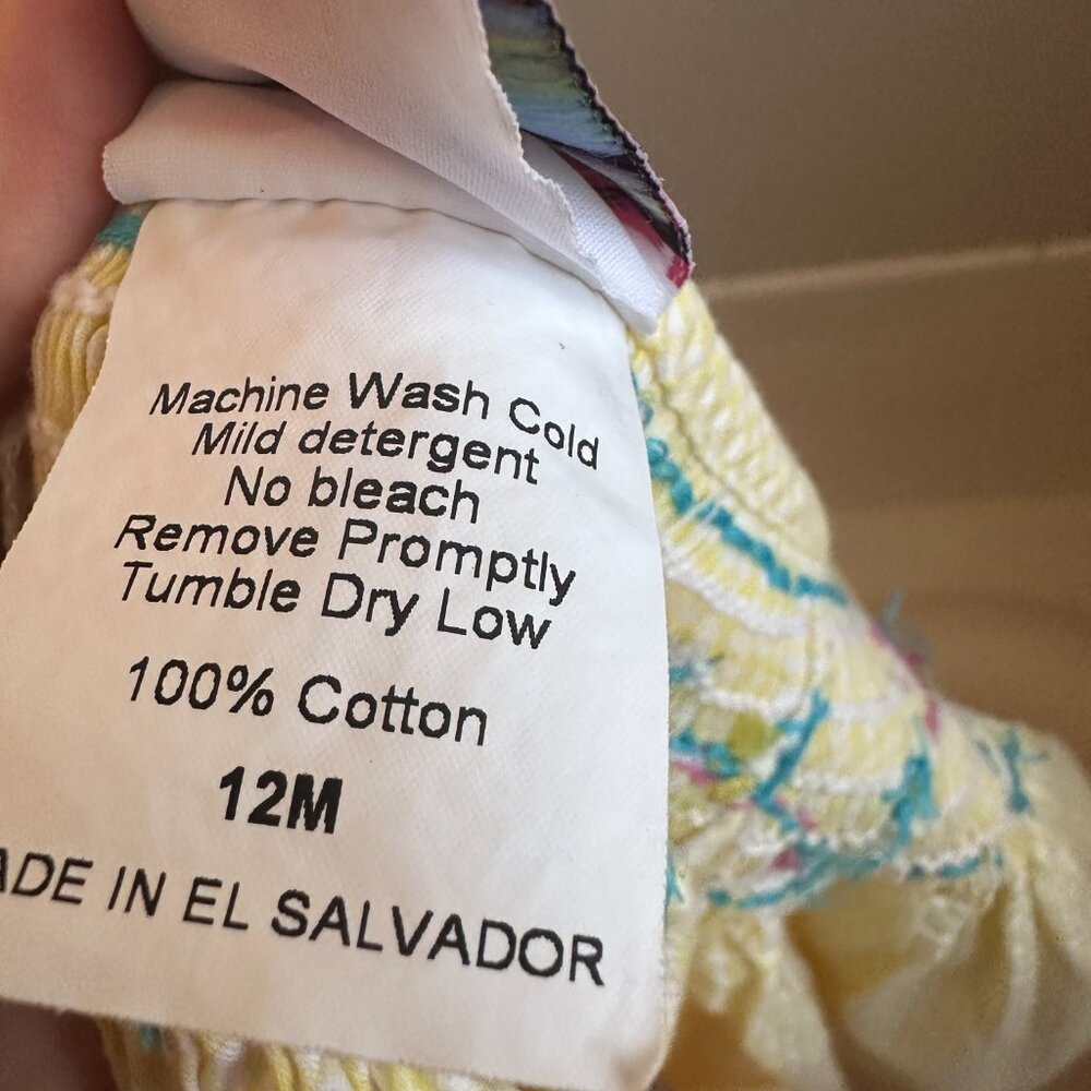 Castle and Crowns smocked dress with dragonflies, yellow and size 12 months - Picture 2 of 5